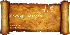 Ásványi Valéria névjegykártya